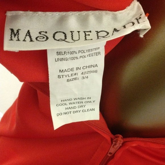 Masquerade red dress with diamond pendent in the front zips down in the back - Picture 16 of 16